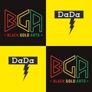 A square of the Black Gold Arts logo and the Dada logo